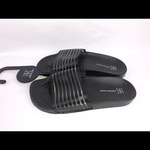 INC - Women’s Slides Black Striped - Picture 2 of 5